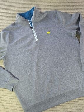 Masters Tech Mens Medium Gray Quarter Zip Pullover Long Sleeve Golf RARE